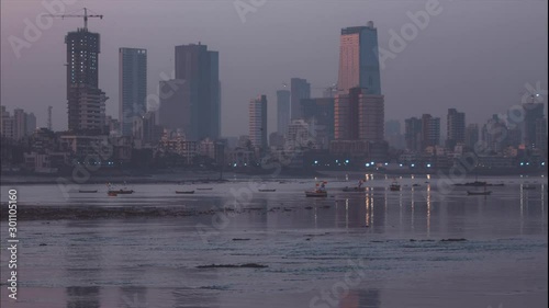 Sunrise over Dadar office buildings photo