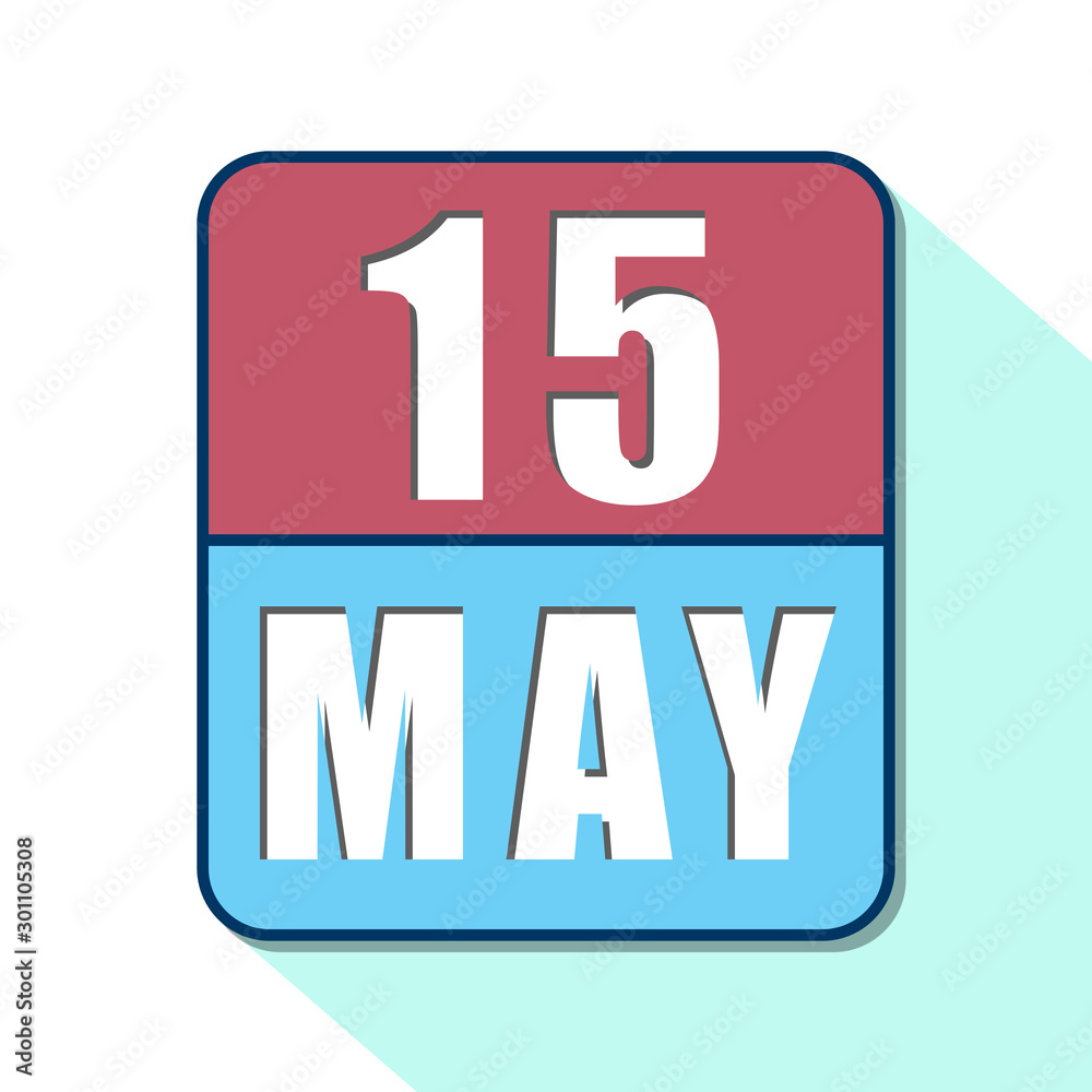 may 15th. Day 15 of month,Simple calendar icon on white background. Planning. Time management. Set of calendar icons for web design. spring month, day of the year concept