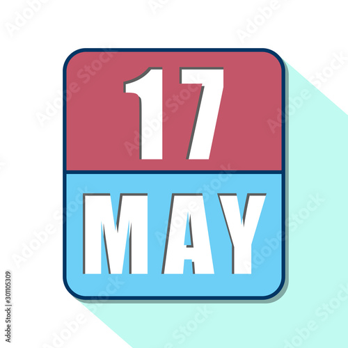 may 17th. Day 17 of month,Simple calendar icon on white background. Planning. Time management. Set of calendar icons for web design. spring month, day of the year concept