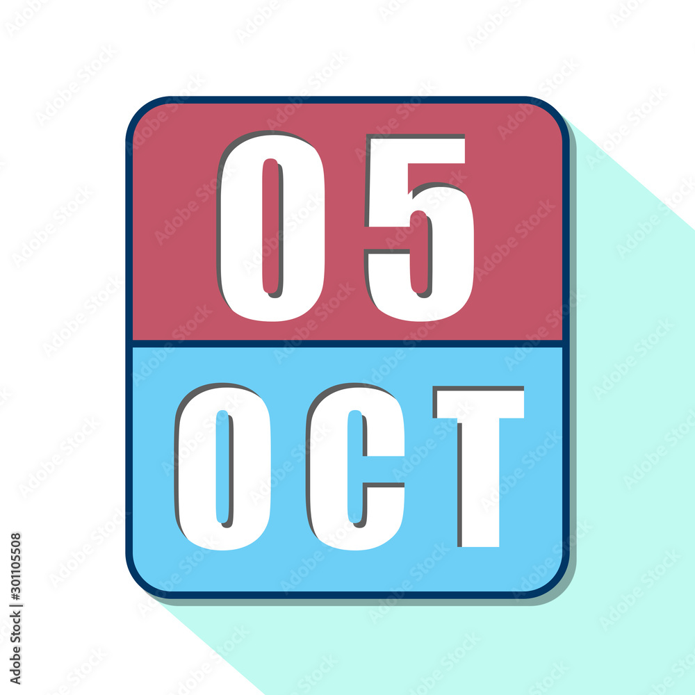 october 5th. Day 5 of month,Simple calendar icon on white background. Planning. Time management. Set of calendar icons for web design. autumn month, day of the year concept october 5th. Day 5 of month,Simple calendar icon on white background. Planning. Time management. Set of calendar icons for web design. autumn month, day of the year concept