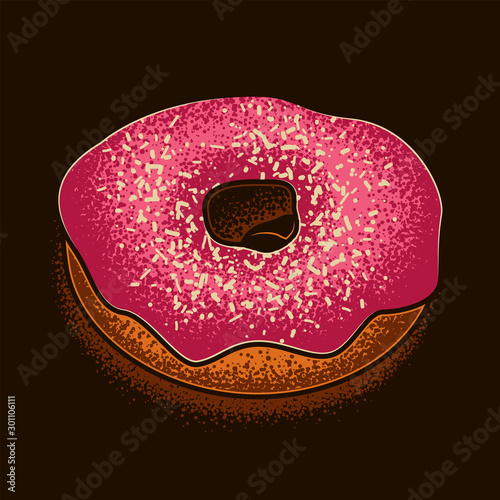 Original vector illustration in a retro style of a sweet donut.