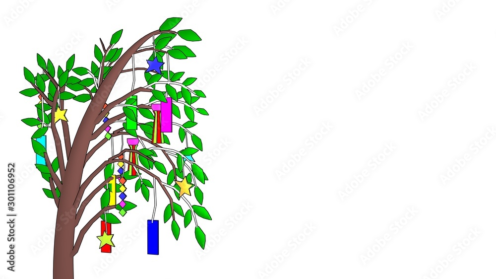 Obraz premium イラスト七夕飾り