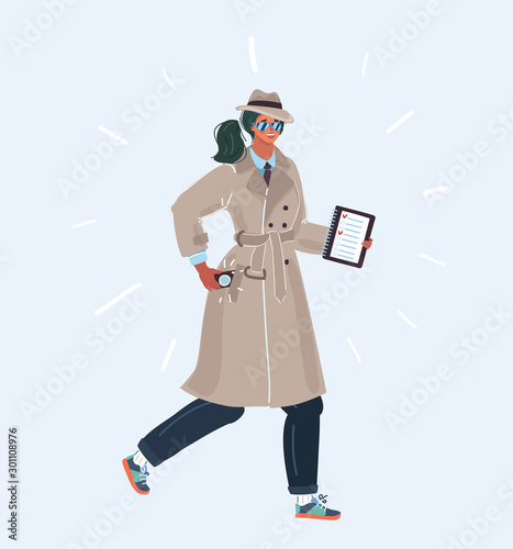 Woman spy in trench coat