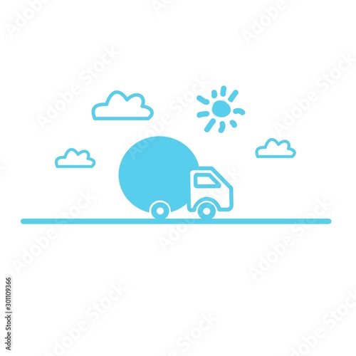Car. Van. Bus.  road. Vector illustration