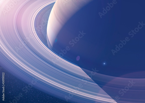 Fototapeta Naklejka Na Ścianę i Meble -  Awesome view of Saturn with a shiny rocket in shadow planet - concept art - 3D rendering -  Elements of this image furnished by NASA 