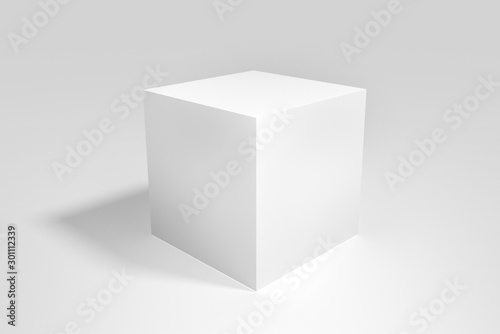 Geometric real plastic cube on White background. 3d illustration photo