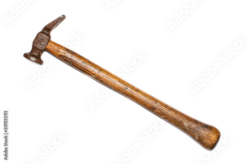 Vintage Tack Hammer, iIsolated on a white background.