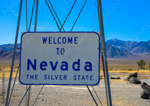 Welcome to Nevada, the Silver State sign at the state line