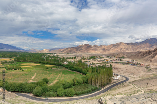 landscape view of indus valley from thiksey monastery