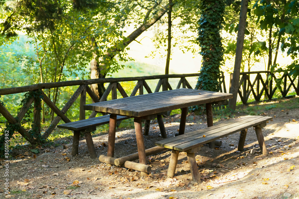 picnic place in the forest by Pertusillo lake and dam landscape in Val d'Agri, Basilicata picnic place in the forest by Pertusillo lake and dam landscape in Val d'Agri, Basilicata