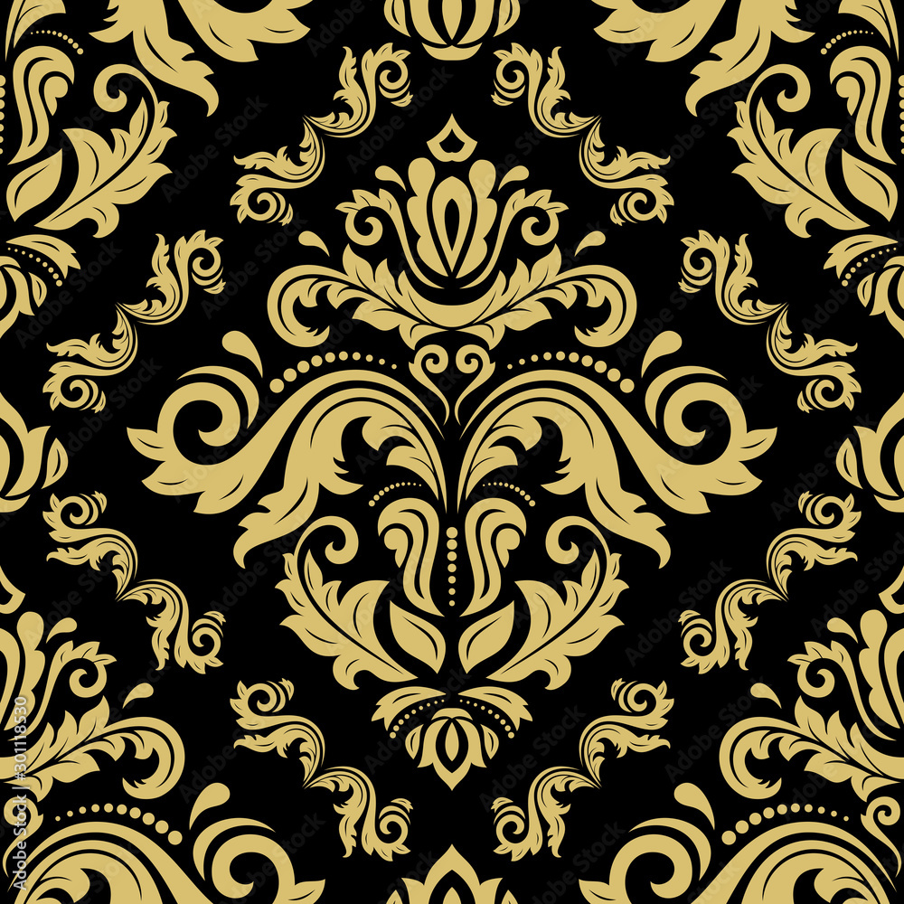 Classic seamless pattern. Damask orient ornament. Classic vintage background. Orient golden ornament for fabric, wallpaper and packaging