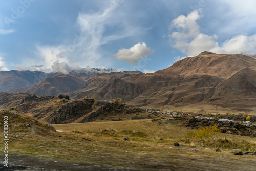 Road and nature view from Tbilisi to Kazbegi by private car   October 19  2019  Kazbegi  Republic of Gerogia