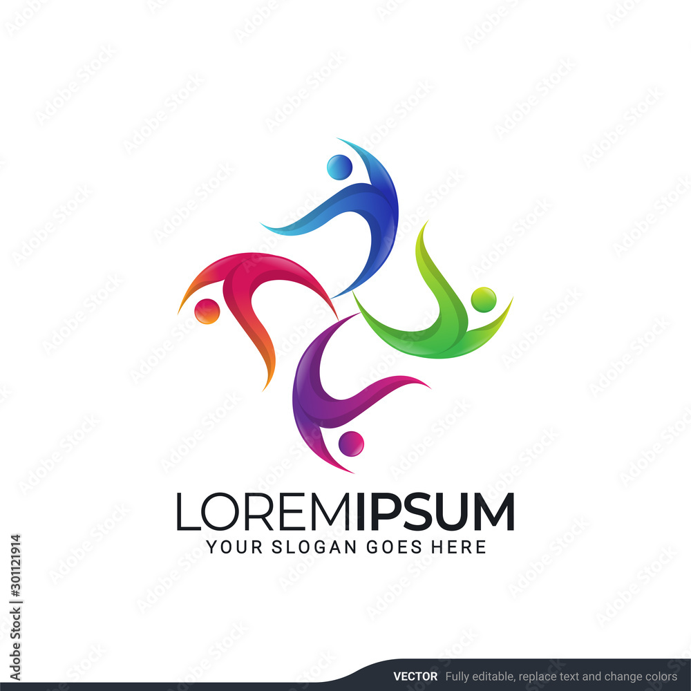 Obraz premium Modern people logo gather with abstract style. Vector illustration.