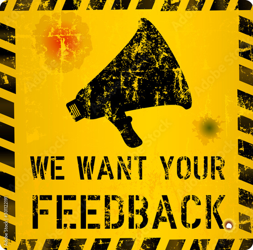 feedback,social media sign,web icon, worn and grungy, vector illustration