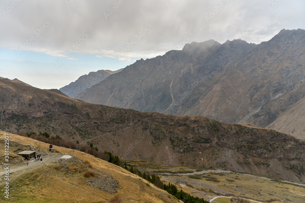 Road and nature view from Tbilisi to Kazbegi by private car , October 19, 2019, Kazbegi, Republic of Gerogia