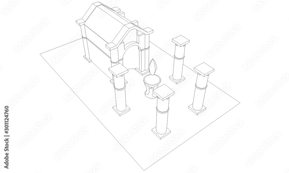 Fototapeta premium ancient house, medieval building, 3d visualization, illustration