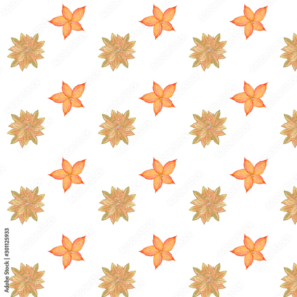 Watercolor cute seamless pattern with autumn abstract leaves. Autumn design for textile, fabric, wrapping paper, invitation, card, kids, school. Watercolor cute seamless pattern with autumn abstract leaves. Autumn design for textile, fabric, wrapping paper, invitation, card, kids, school.