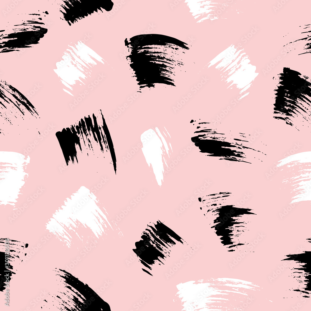 Mascara brush strokes seamless pattern. Pink cosmetic background. Brow bar design. Vector illustration Mascara brush strokes seamless pattern. Pink cosmetic background. Brow bar design. Vector illustration