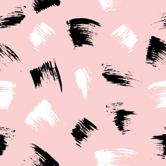 Rideaux Rose clair patrons Mascara brush strokes seamless pattern. Pink cosmetic background. Brow bar design.  Vector illustration  © Maria