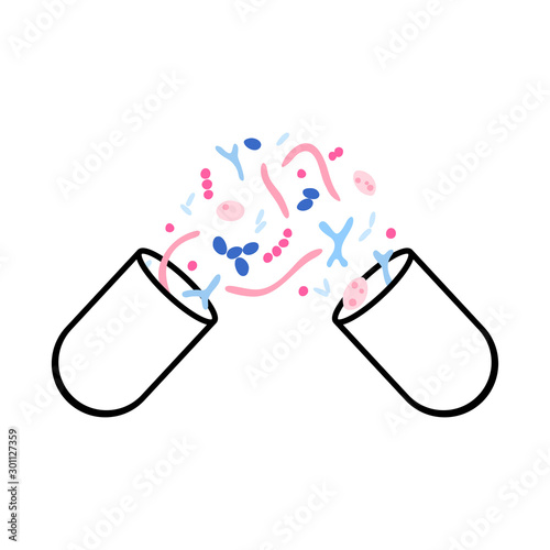 Vector isolated illustration of probiotics pill