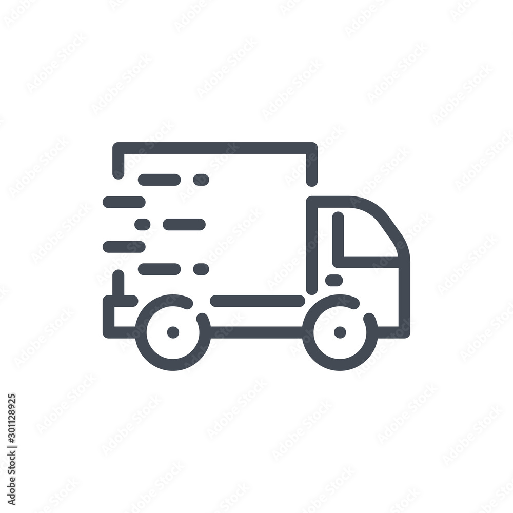 Delivery truck line icon. Fast shipping van vector outline sign. Delivery truck line icon. Fast shipping van vector outline sign.