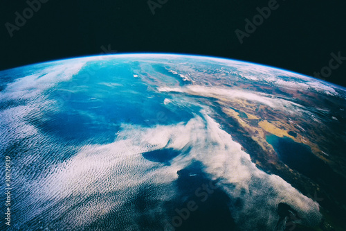 Blue earth, shot in distance. The elements of this image furnish