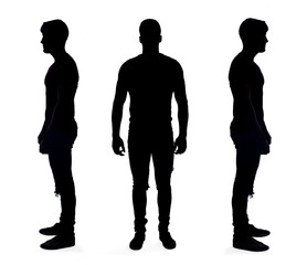  silhouette of a man on white on background
