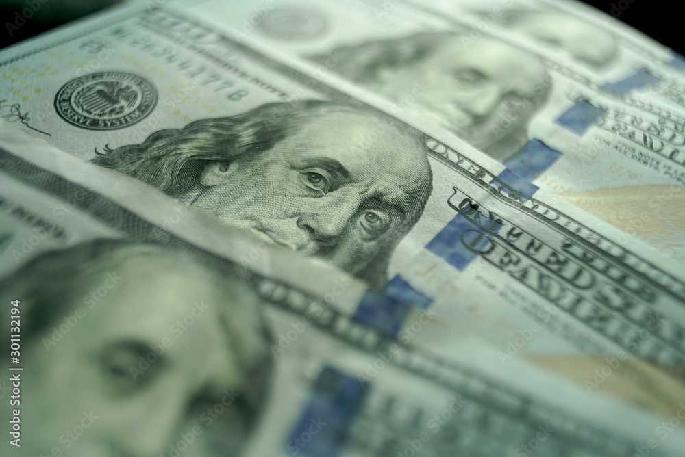 Dollars Closeup Concept. One Hundred Dollar Banknotes Dollars Closeup Concept. One Hundred Dollar Banknotes