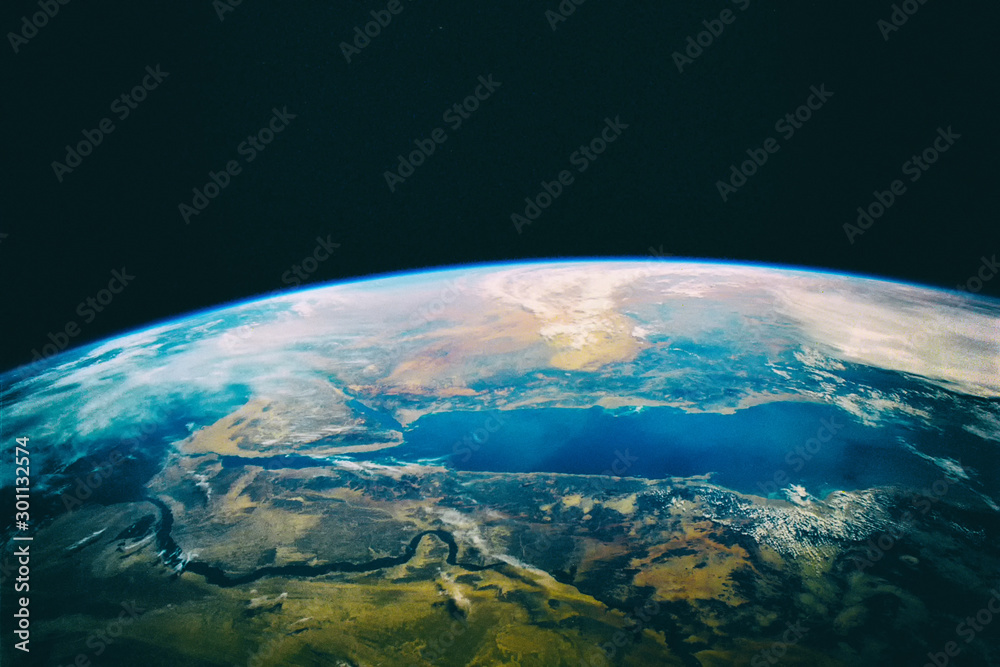 Blue earth, shot in distance. The elements of this image furnish - obrazy, fototapety, plakaty 