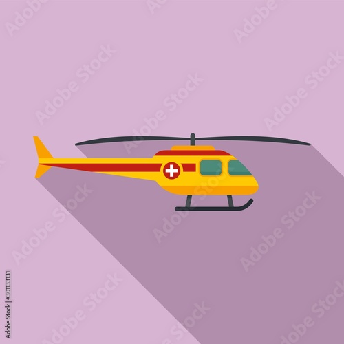 Rescue helicopter icon. Flat illustration of rescue helicopter vector icon for web design