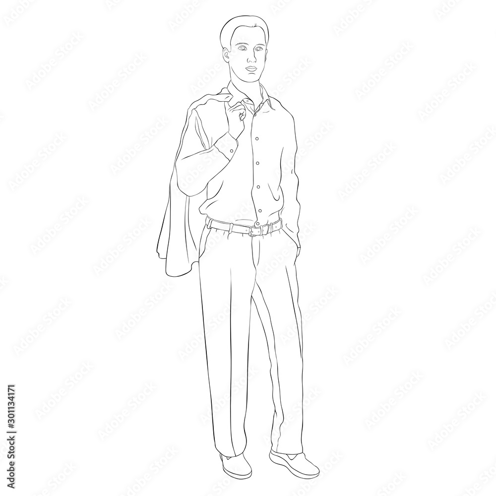 Young man in a business suit.  illustration