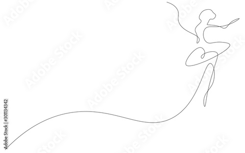 Ballet dancer continuous line drawing, vector illustration