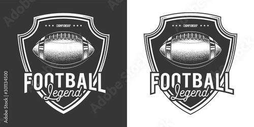Original monochrome vector emblem of American football in retro style.