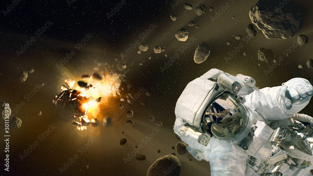 Astronaut and deep space. Science theme. Galaxies and stars. The elements of this image furnished by NASA. Astronaut and deep space. Science theme. Galaxies and stars. The elements of this image furnished by NASA.