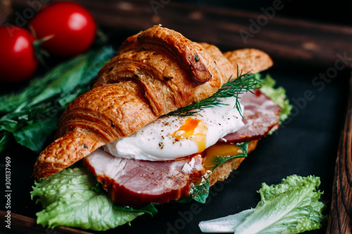 croissant with vegetables and egg