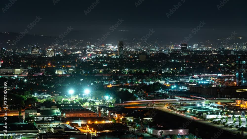 Los Angeles Towards Hollywood From Culver City Night Time Lapse Los Angeles Towards Hollywood From Culver City Night Time Lapse