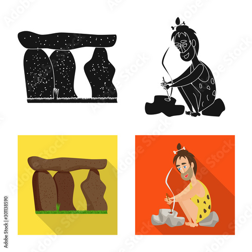 Vector design of evolution and prehistory sign. Collection of evolution and development stock vector illustration.