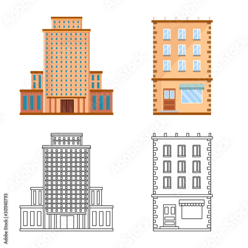 Vector design of municipal and center icon. Set of municipal and estate stock vector illustration.