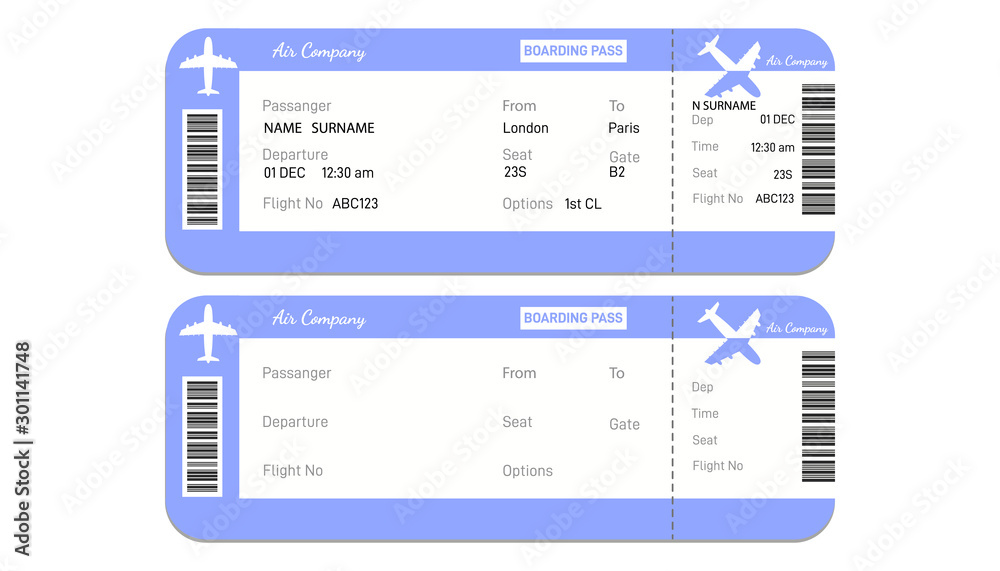 Airline boarding pass ticket Airline boarding pass ticket