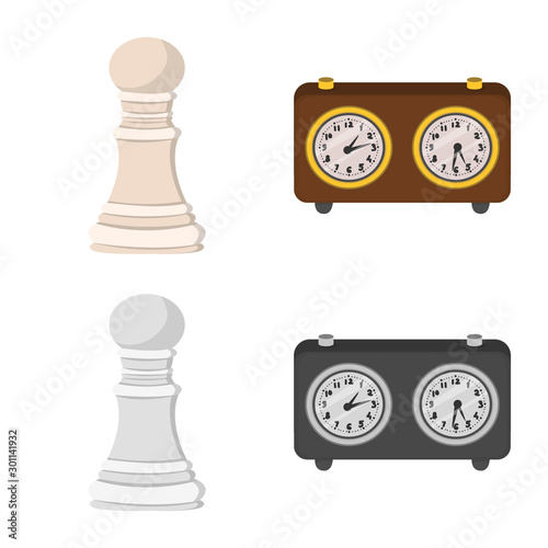 Vector illustration of checkmate and thin icon. Set of checkmate and target vector icon for stock.