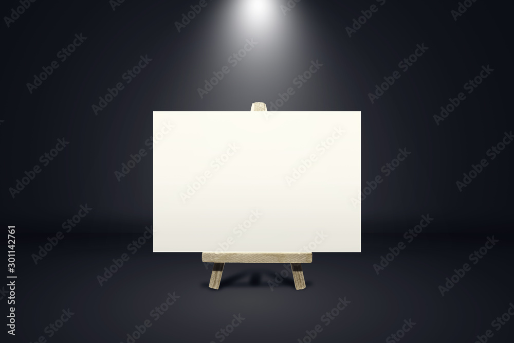 White screen paper place on photo stand in dark room studio. White screen paper place on photo stand in dark room studio.