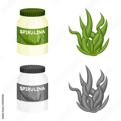 Vector illustration of protein and sea icon. Set of protein and natural stock vector illustration.