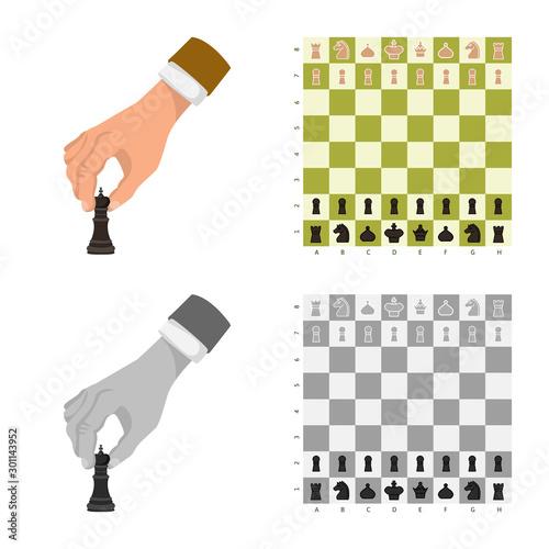 Vector illustration of checkmate and thin icon. Collection of checkmate and target stock symbol for web.