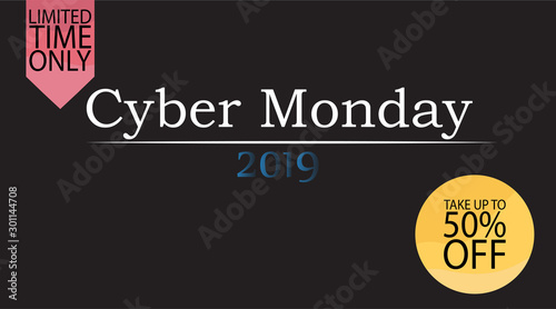 Advertising sale in honor of Cyber Monday.Colorful vector banner as promotion of special offer of discounts to the event. Attractive online trading poster.