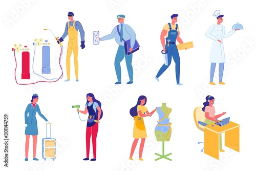 People Characters Working in Different Profession.