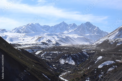 snowy mountain and valley in Andes of Chile © Marcos