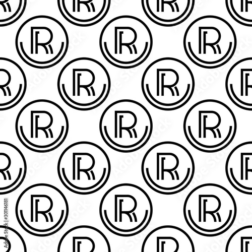 Registered Trademark Icon, Letter R Symbol Seamless Pattern