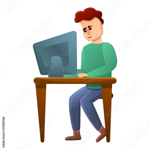 Computer addiction icon. Cartoon of computer addiction vector icon for web design isolated on white background