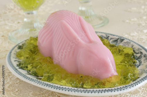 Pink blancmange bunny rabbit an old fashioned party dessert