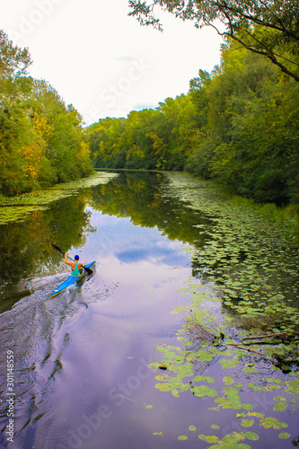 Sport, man is kayaking